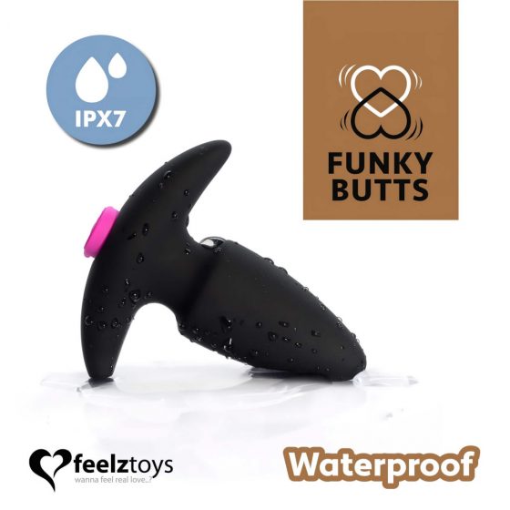 FEELZTOYS Funkybutts - súprava nabíjacích vodotesných análnych vibrátorov na diaľkové ovládanie - 2 dielna (čierna)