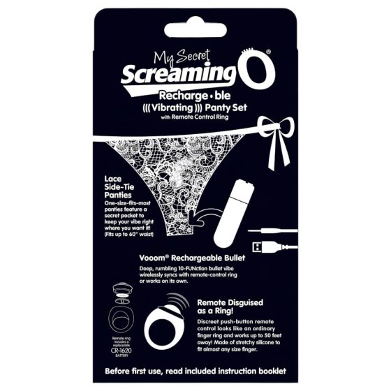 MySecret Screaming Panty - vibračné tangá na diaľkové ovládanie - čierne (S-L)