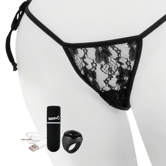 MySecret Screaming Panty - vibračné tangá na diaľkové ovládanie - čierne (S-L)