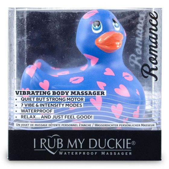 My Duckie Romance 2.0 - vodotesný vibrátor na klitoris - kačička so srdiečkami (modro-ružová)