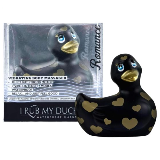 My Duckie Romance 2.0 - vodotesný vibrátor na klitoris - kačička so srdiečkami (čierno-zlatá)