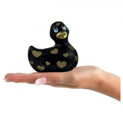   My Duckie Romance 2.0 - vodotesný vibrátor na klitoris - kačička so srdiečkami (čierno-zlatá)