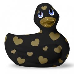   My Duckie Romance 2.0 - vodotesný vibrátor na klitoris - kačička so srdiečkami (čierno-zlatá)