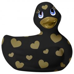   My Duckie Romance 2.0 - vodotesný vibrátor na klitoris - kačička so srdiečkami (čierno-zlatá)