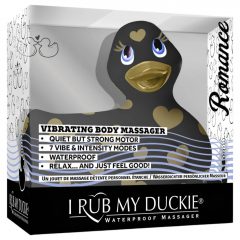   My Duckie Romance 2.0 - vodotesný vibrátor na klitoris - kačička so srdiečkami (čierno-zlatá)