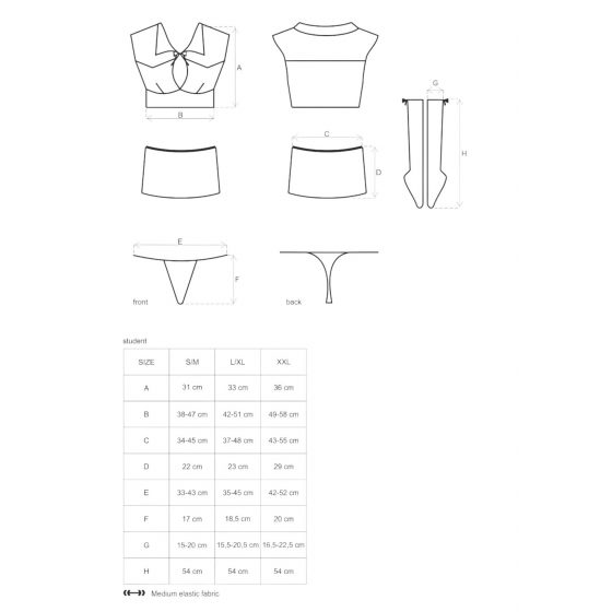 / Obsessive Student - kostým študentky (5 dielna súprava)
