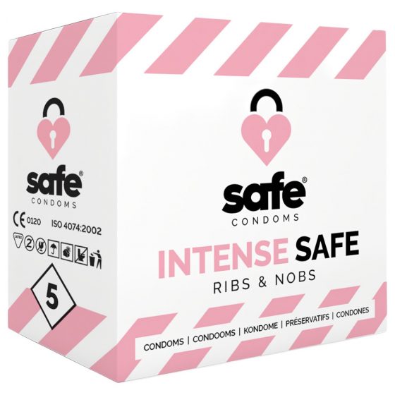 SAFE Intense Safe - vrúbkované a bodkované kondómy (5ks)