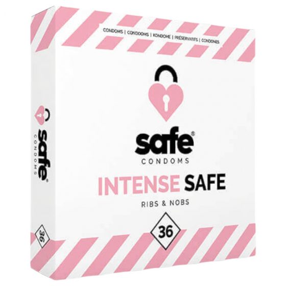 SAFE Intense Safe - vrúbkované a bodkované kondómy (36ks)