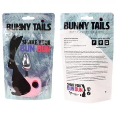   FeelzToys Bunny Tails Butt Plug - kovový análny kolík so zajačím chvostíkom (strieborno-ružový)