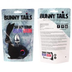   FEELZTOYS Bunny Tails - kovový análny kolík so zajačím chvostom (strieborná-čierna)