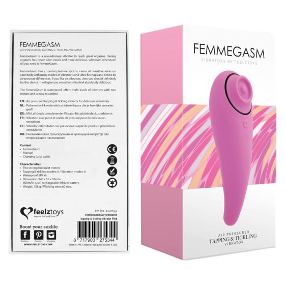 FEELZTOYS Femmegasm - dobíjací, vodotesný vaginálny a klitorálny vibrátor (ružový)