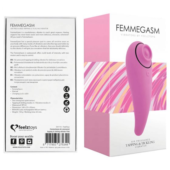 FEELZTOYS Femmegasm - dobíjací, vodotesný vaginálny a klitorálny vibrátor (ružový)