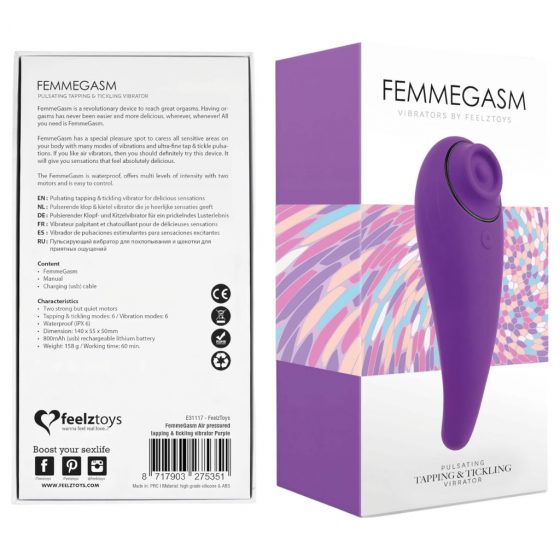 FEELZTOYS Femmegasm - dobíjací, vodotesný vaginálny a klitorálny vibrátor (fialový)