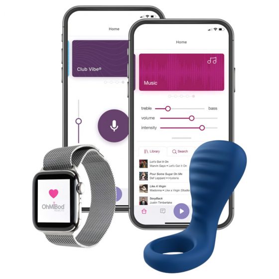 OHMIBOD Bluemotion Nex 3 - inteligentný, nabíjateľný vibračný krúžok na penis (modrý)