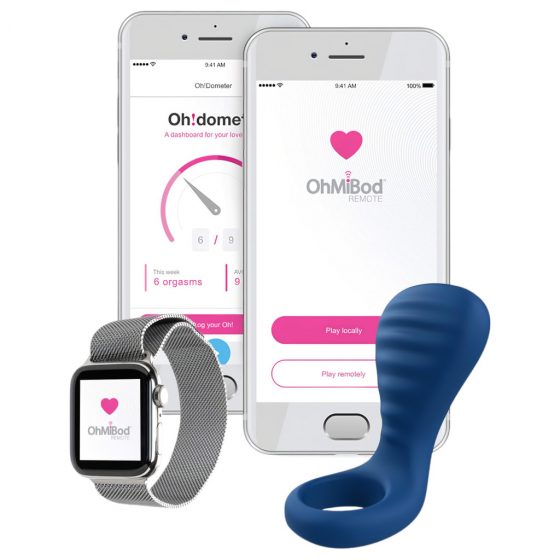 OHMIBOD Bluemotion Nex 3 - inteligentný, nabíjateľný vibračný krúžok na penis (modrý)