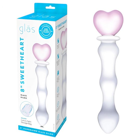 GLAS - sklenené dildo v tvare srdca (priesvitné)