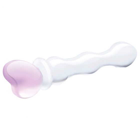 GLAS - sklenené dildo v tvare srdca (priesvitné)